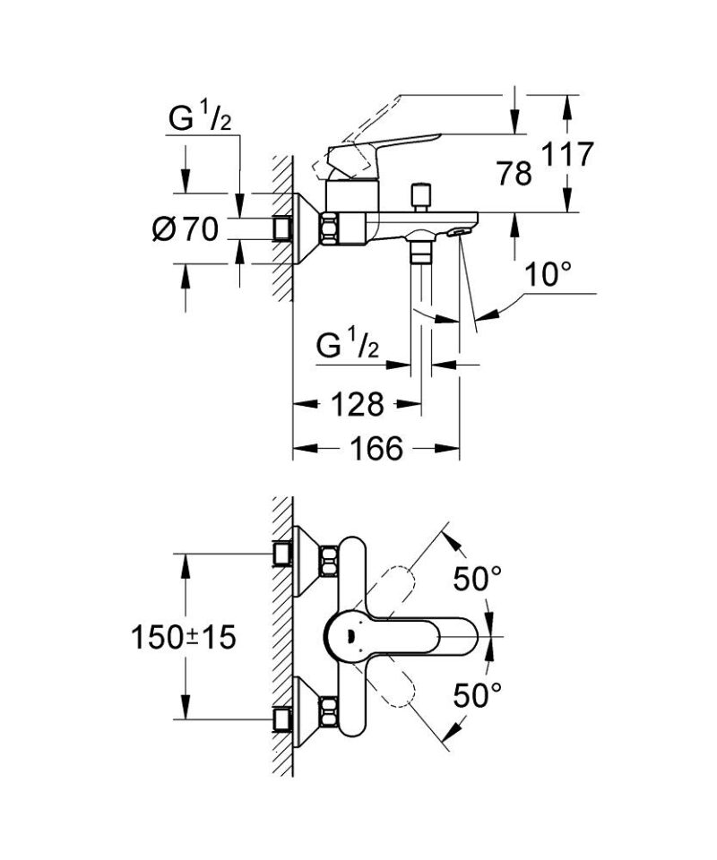 GROHE Bauedge slavina za kadu - Slika 2